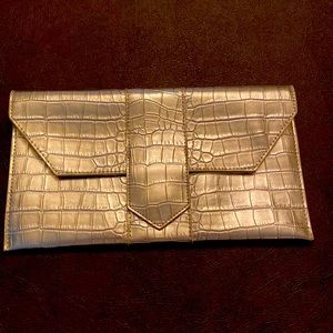 JJ Winters gold crocodile embossed clutch